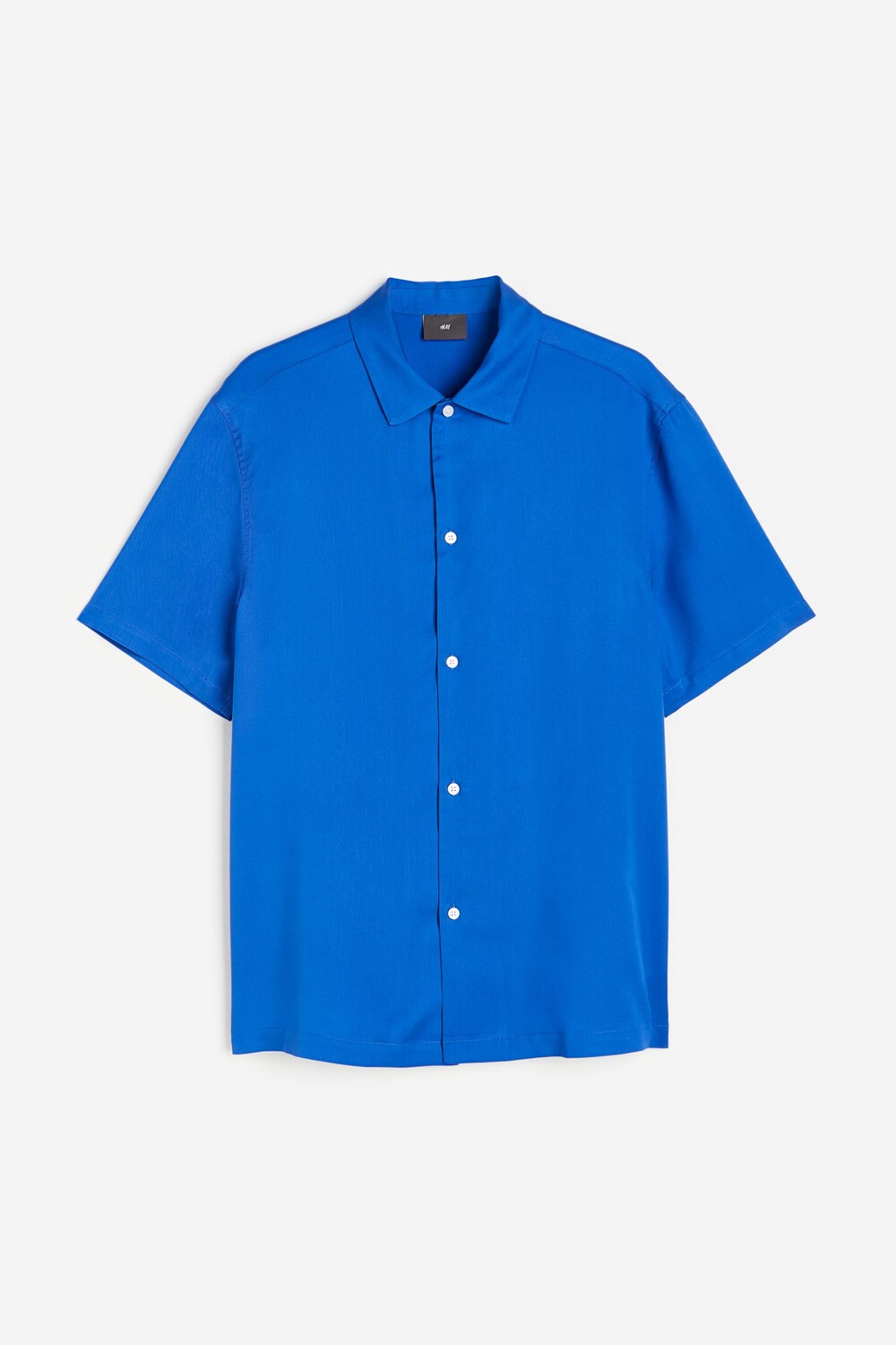 

Рубашка H&M Regular Fit Short-sleeved Lyocell Shirt, синий