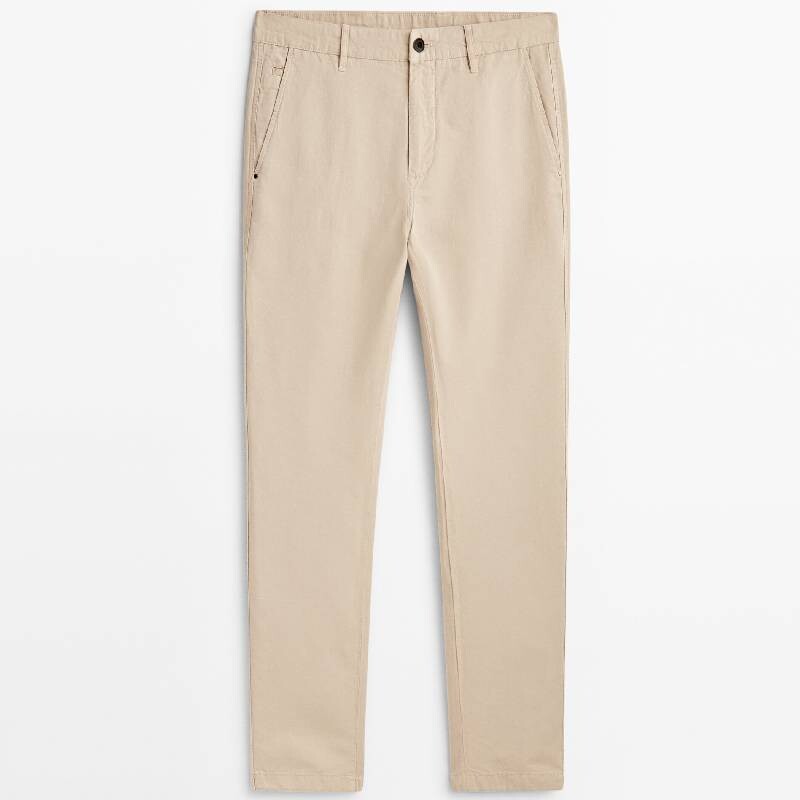 

Брюки Massimo Dutti Linen Blend Tapered, бежевый