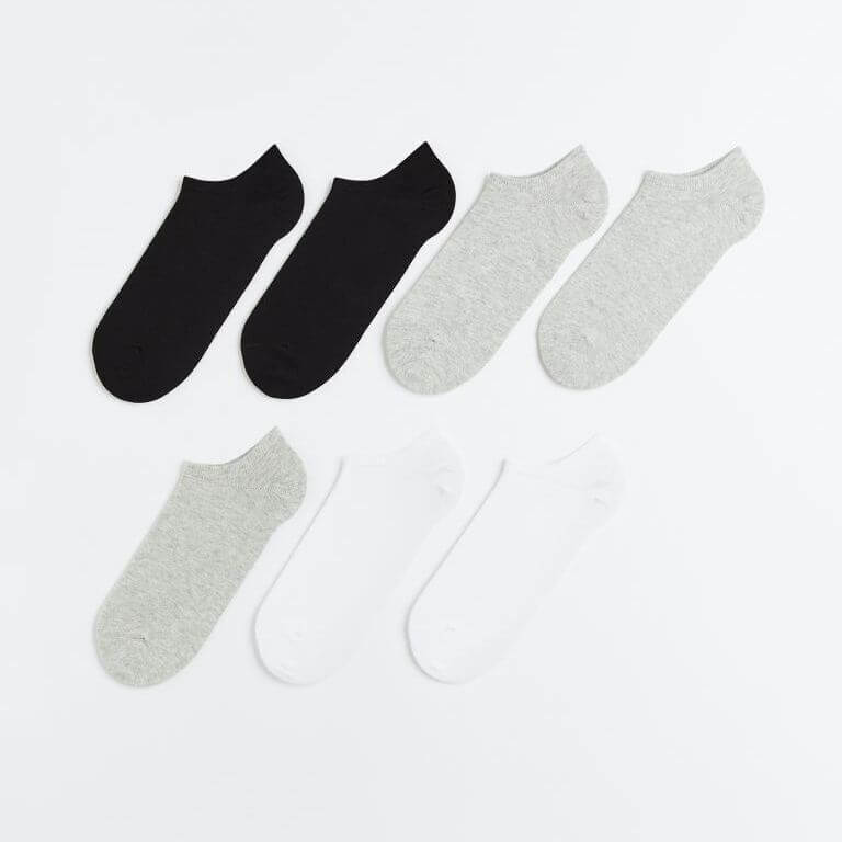 Комплект коротких носков H&M, 7 пар, черный/белый/серый