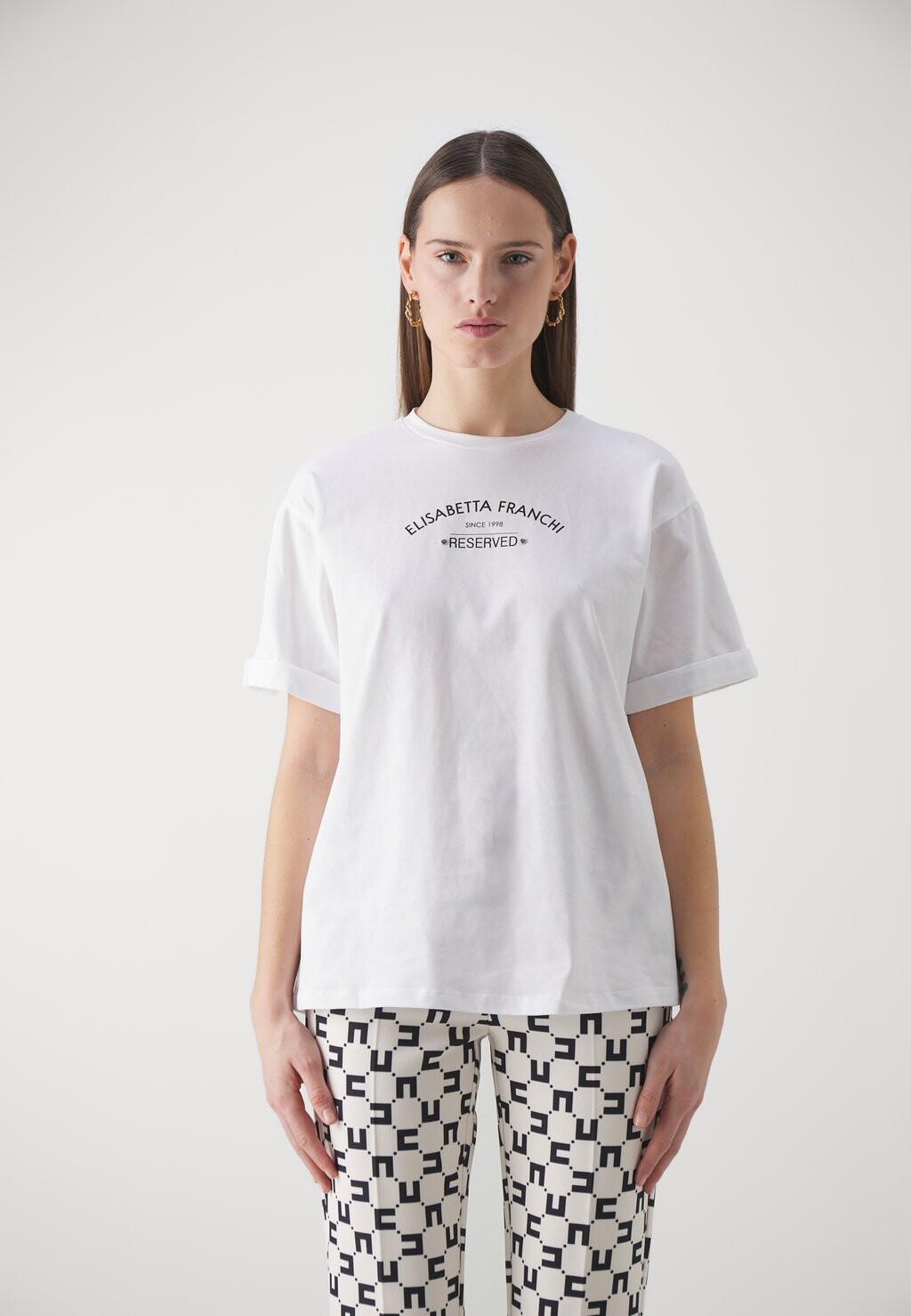 

Футболка с принтом Womens Elisabetta Franchi, цвет gesso