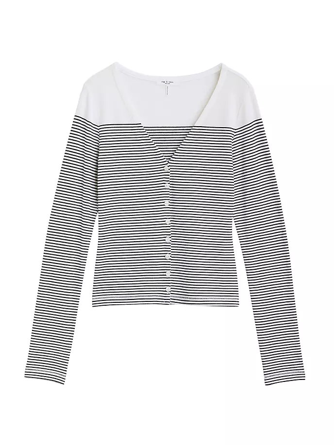 

Кардиган в полоску с V-образным вырезом Rag & Bone, белый
