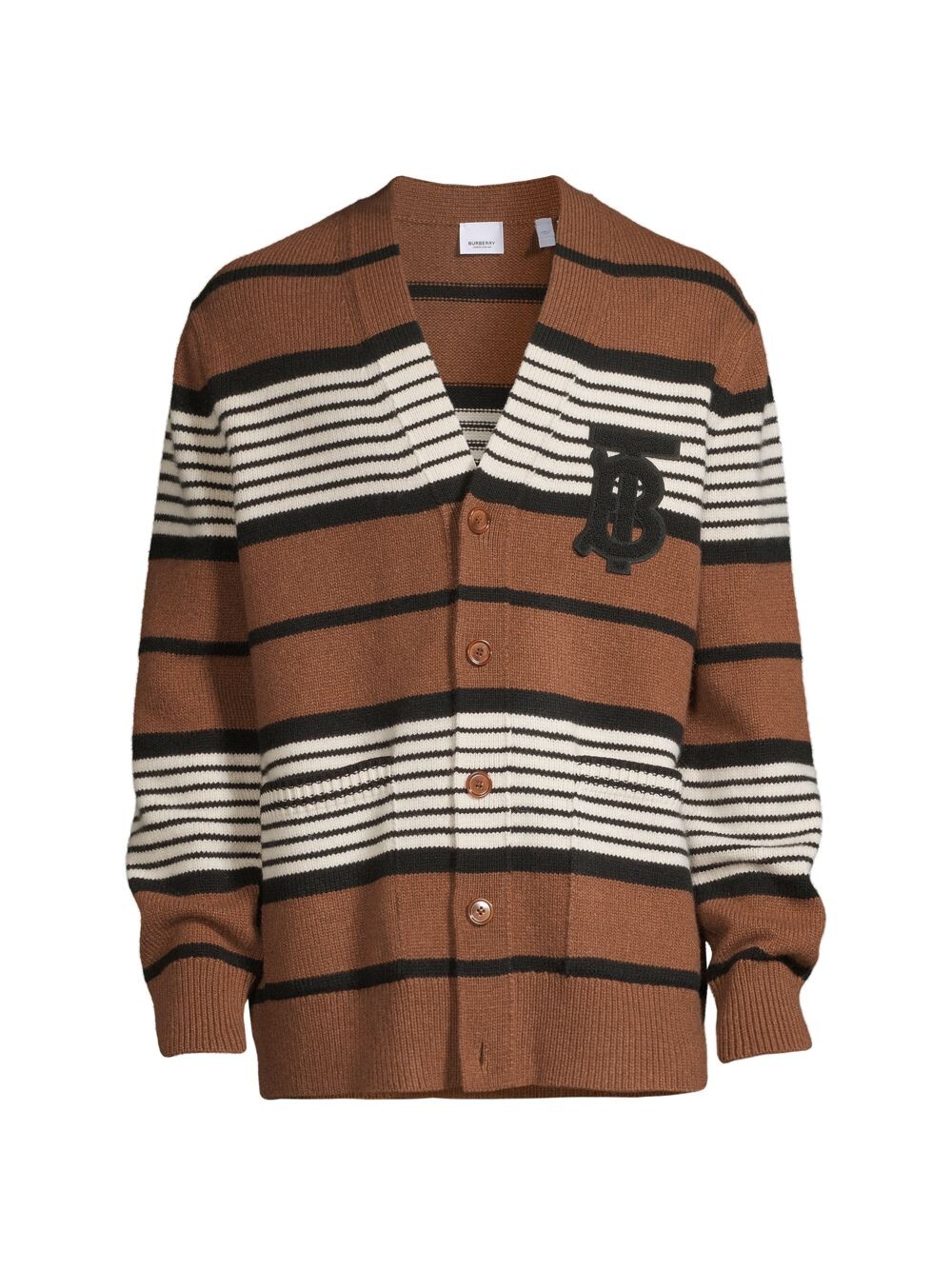 

Полосатый кардиган из смеси шерсти и кашемира Burberry, коричневый