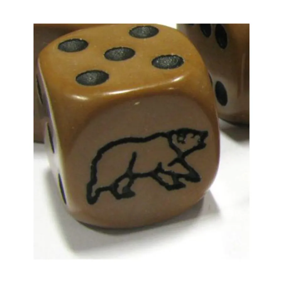 

Игральные кости «медведь» d6, 16 мм — светло-коричневые с черным (5), Dice - Animal