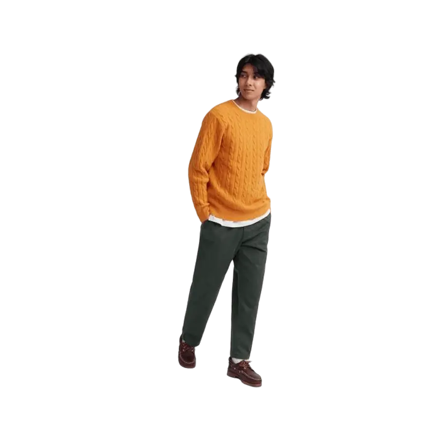 

Брюки Uniqlo Stretch Cotton Elastic Cropped, темно-зеленый