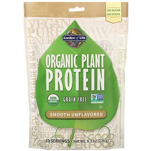 Органический растительный белок, однородный без вкуса 236 г, Garden of Life органическая клетчатка прозрачная без вкуса 192 г garden of life