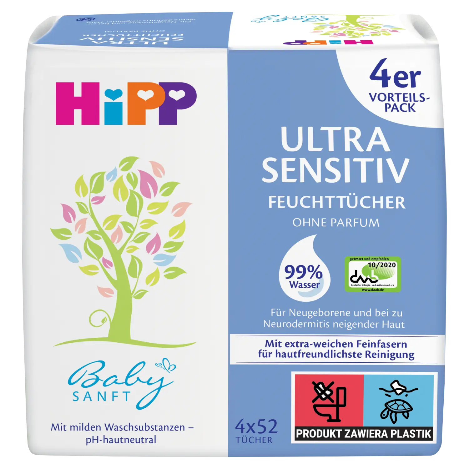 

Hipp Ultra Sensitive салфетки детские, 4х52 шт/уп.