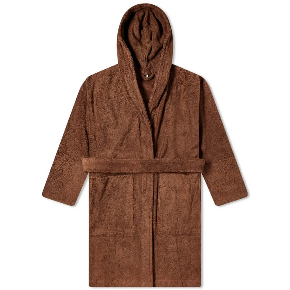 Махровый банный халат с капюшоном Tekla Fabrics, коричневый