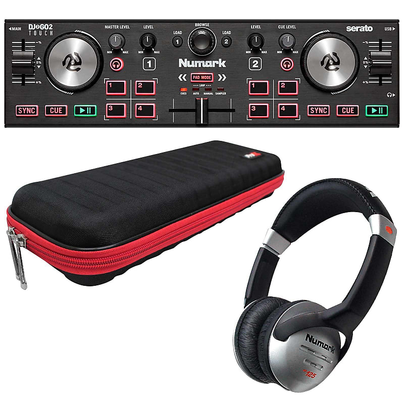 Карманный диджейский контроллер Numark DJ2GO2 Touch с наушниками и сумкой Numark DJ2GO2 Touch Pocket DJ Controller with Headphones & Bag