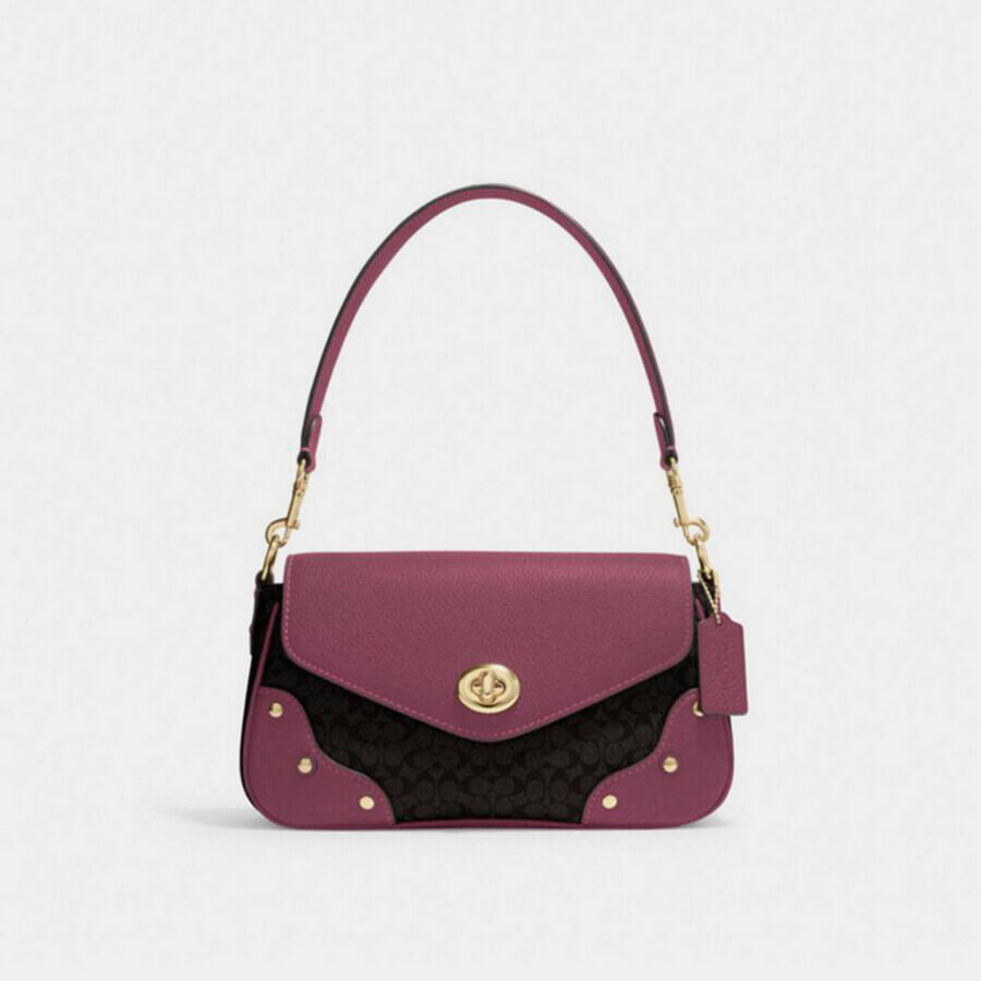 

Сумка Coach Outlet Classic Millie High-end Shoulder Underarm, розово-фиолетовый/черно-коричневый