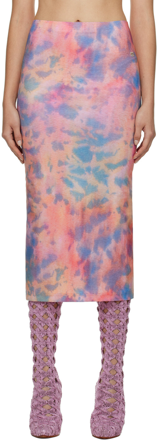 

Юбка миди с оранжево-розовой отделкой Cloud Dye Acne Studios