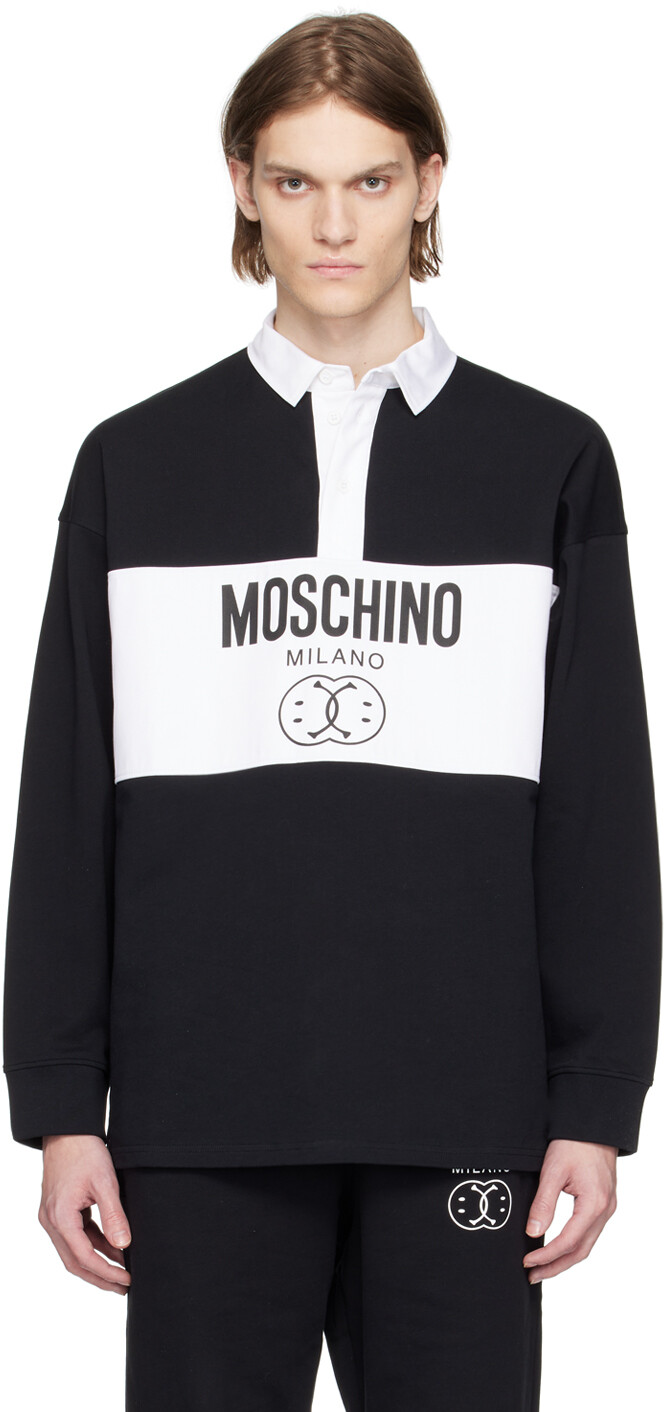 

Черная футболка-поло со вставками Moschino, Черный