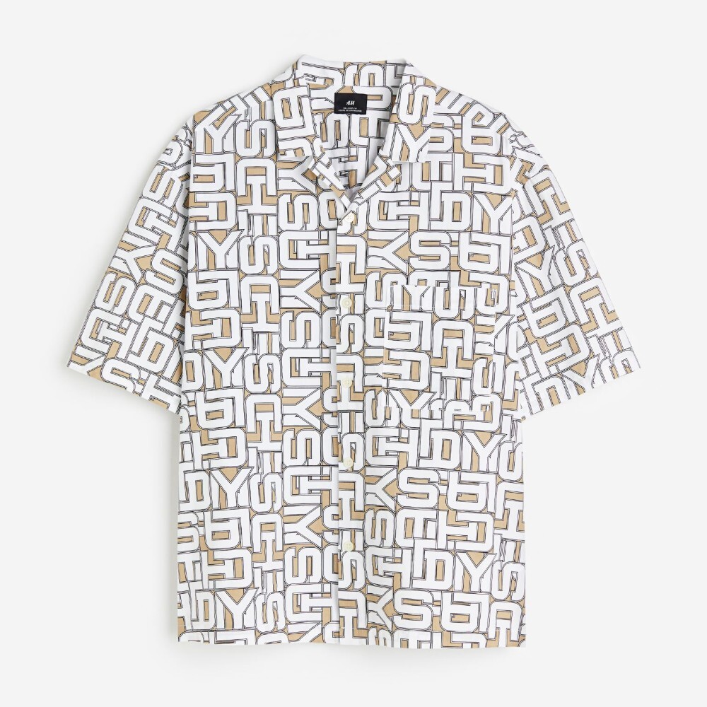 

Рубашка H&M Oversized Fit Patterned Resort, бежевый