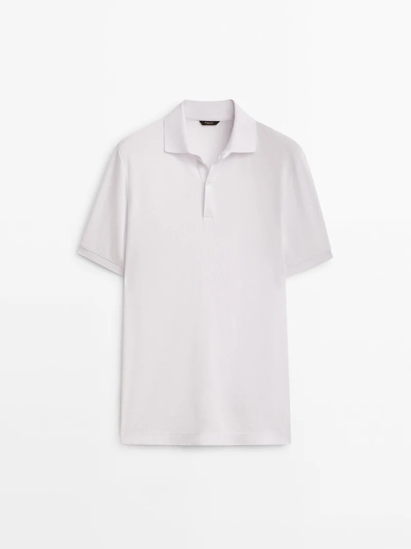 

Рубашка-поло из микротекстурного хлопка Massimo Dutti, белый