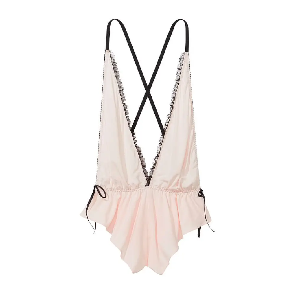 

Боди Victoria's Secret Modal V-Neck, светло-розовый/черный