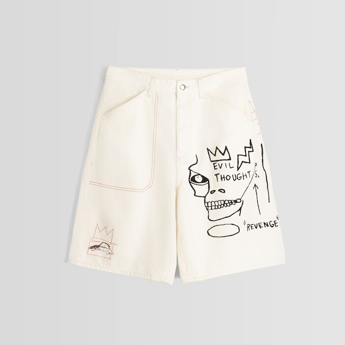 

Шорты Bershka Printed Twill Jean-michel Basquiat Bermuda, кремовый