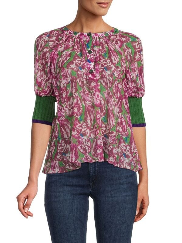 

Шелковый топ с цветочным принтом Missoni Green multi