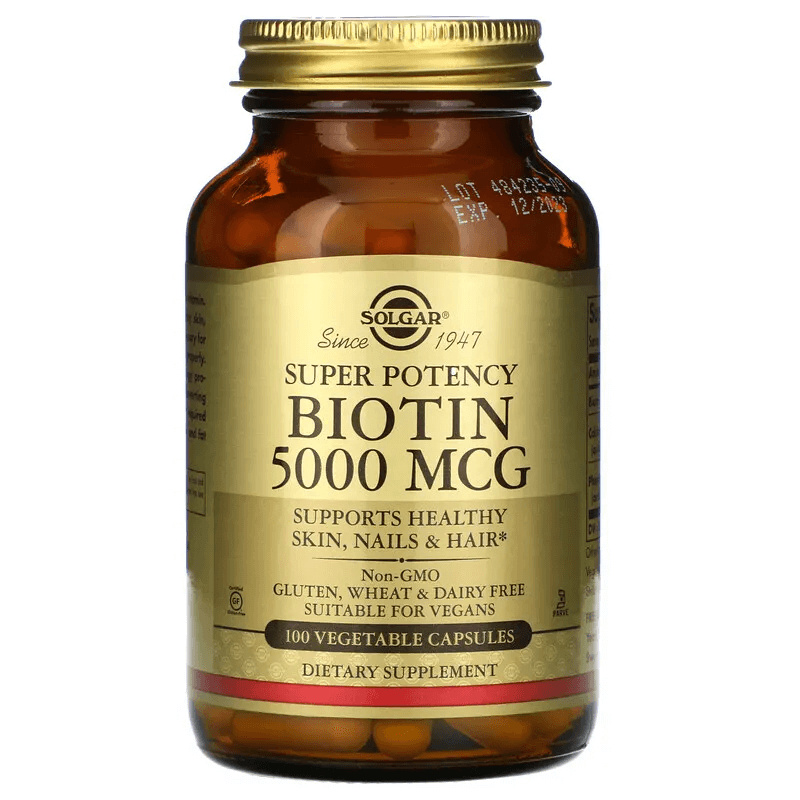 Биотин, 5000 мкг, 100 растительных капсул, Solgar lake avenue nutrition биотин 5000 мкг 120 растительных капсул