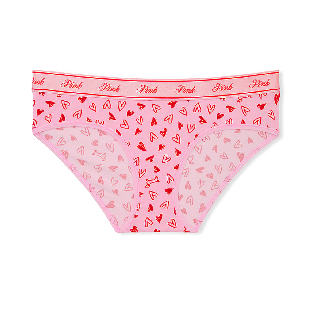 Трусы Victoria's Secret Pink Logo Cotton Hiphugger Heart Dog Print, розовый
