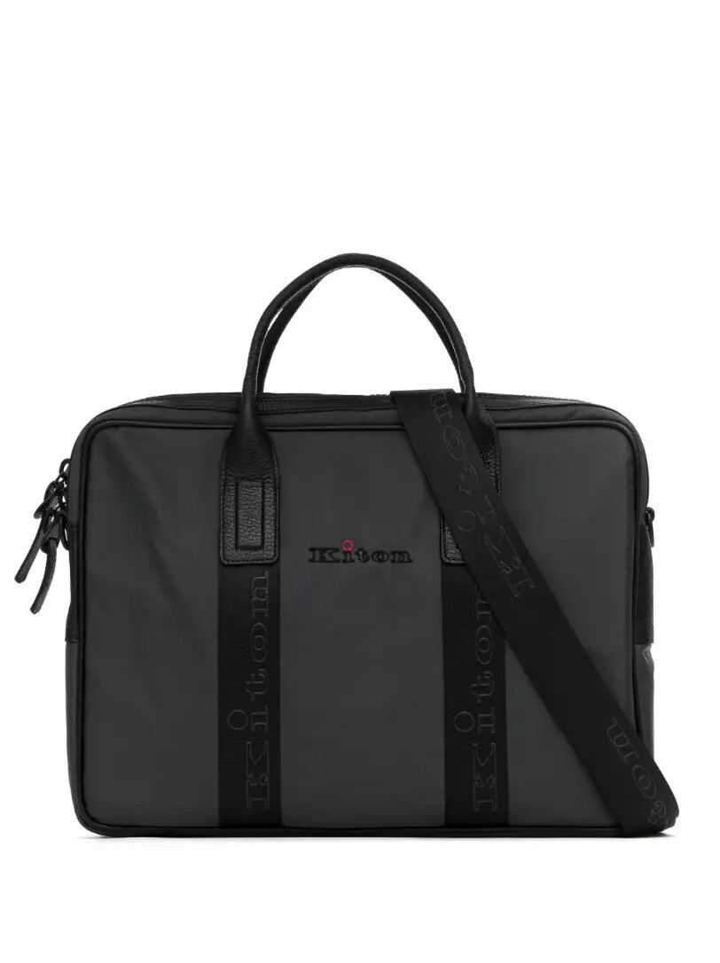 

Комбинированный портфель с логотипом Kiton