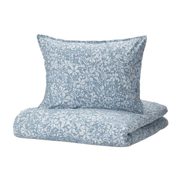 

Комплект постельного белья Ikea Sommarsloja, 2 предмета, 140x200/80x80, синий/цветочный орнамент