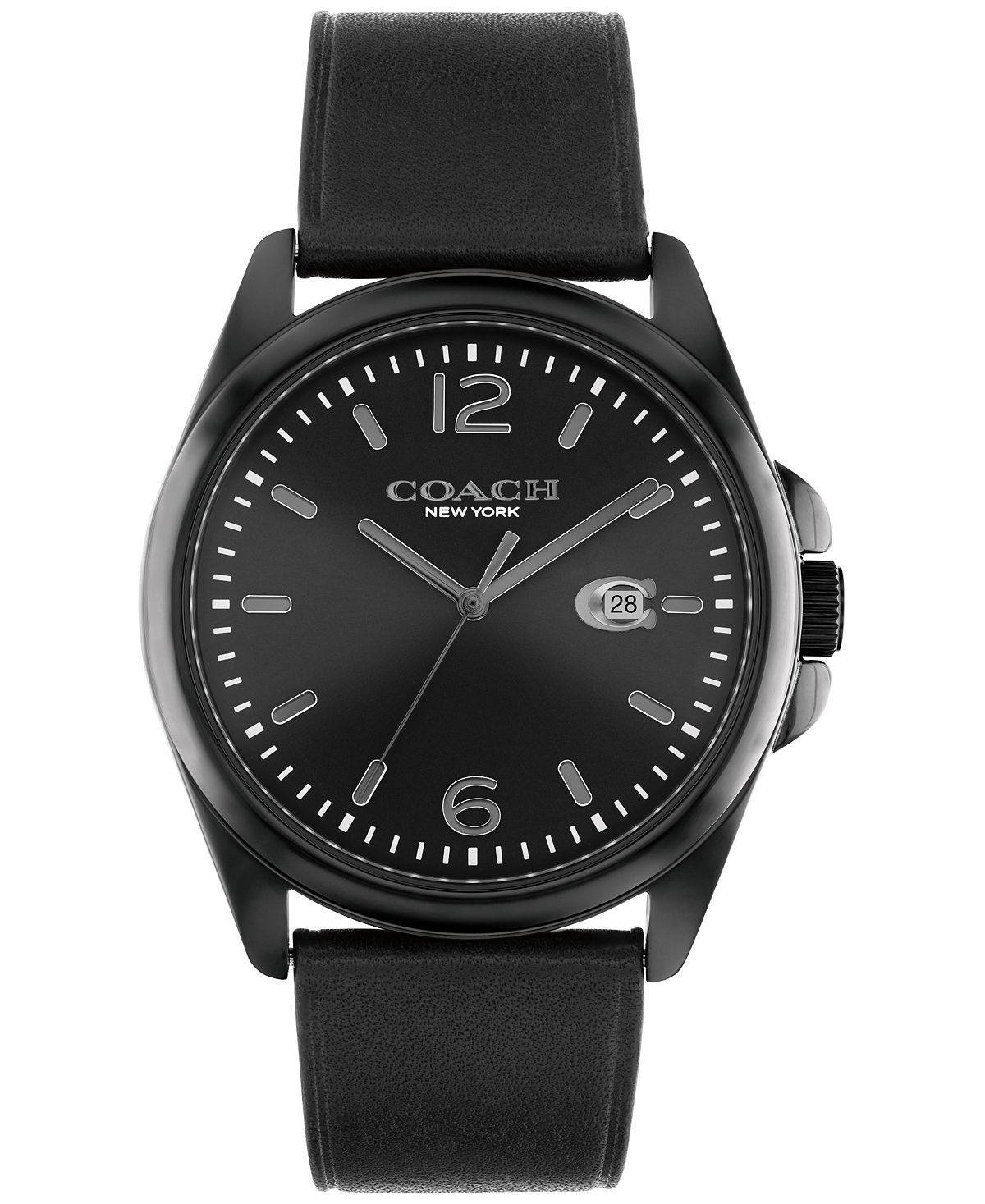 Мужские часы greyson с черным кожаным ремешком 41 мм COACH, черный цена и фото