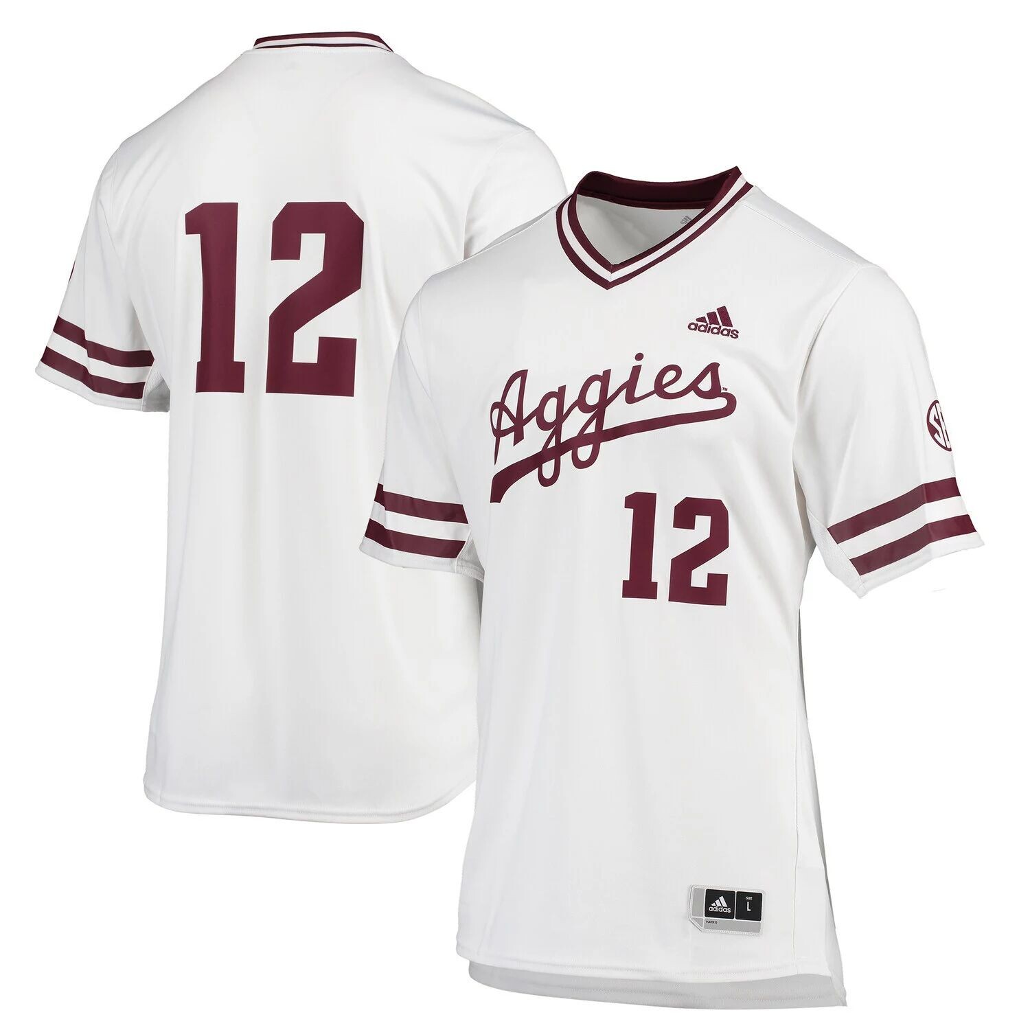 

Мужская белая бейсбольная майка Texas A&M Aggies Replica adidas, Белый