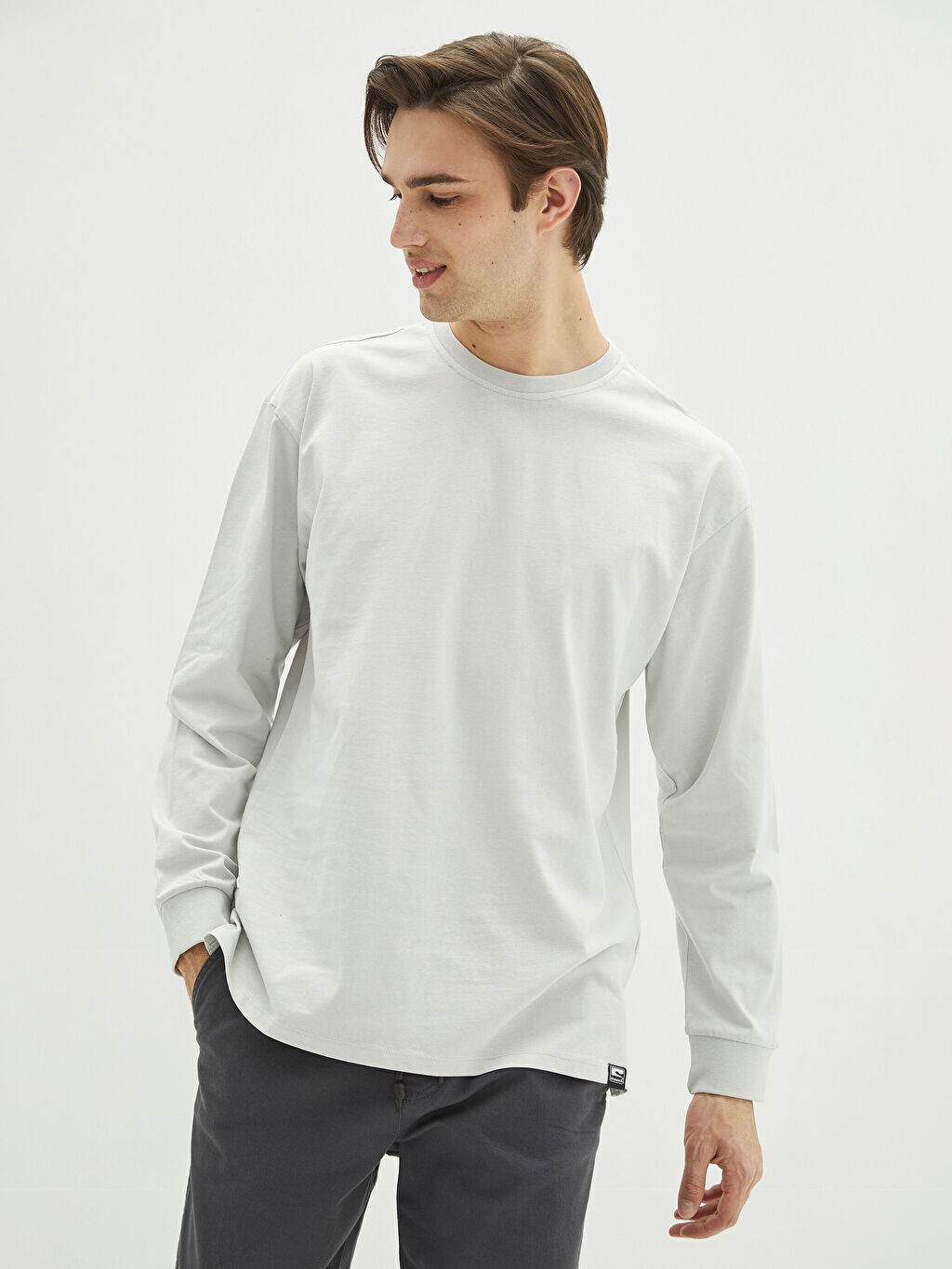 

Мужская толстовка с круглым вырезом и длинными рукавами LCW Casual, Серый