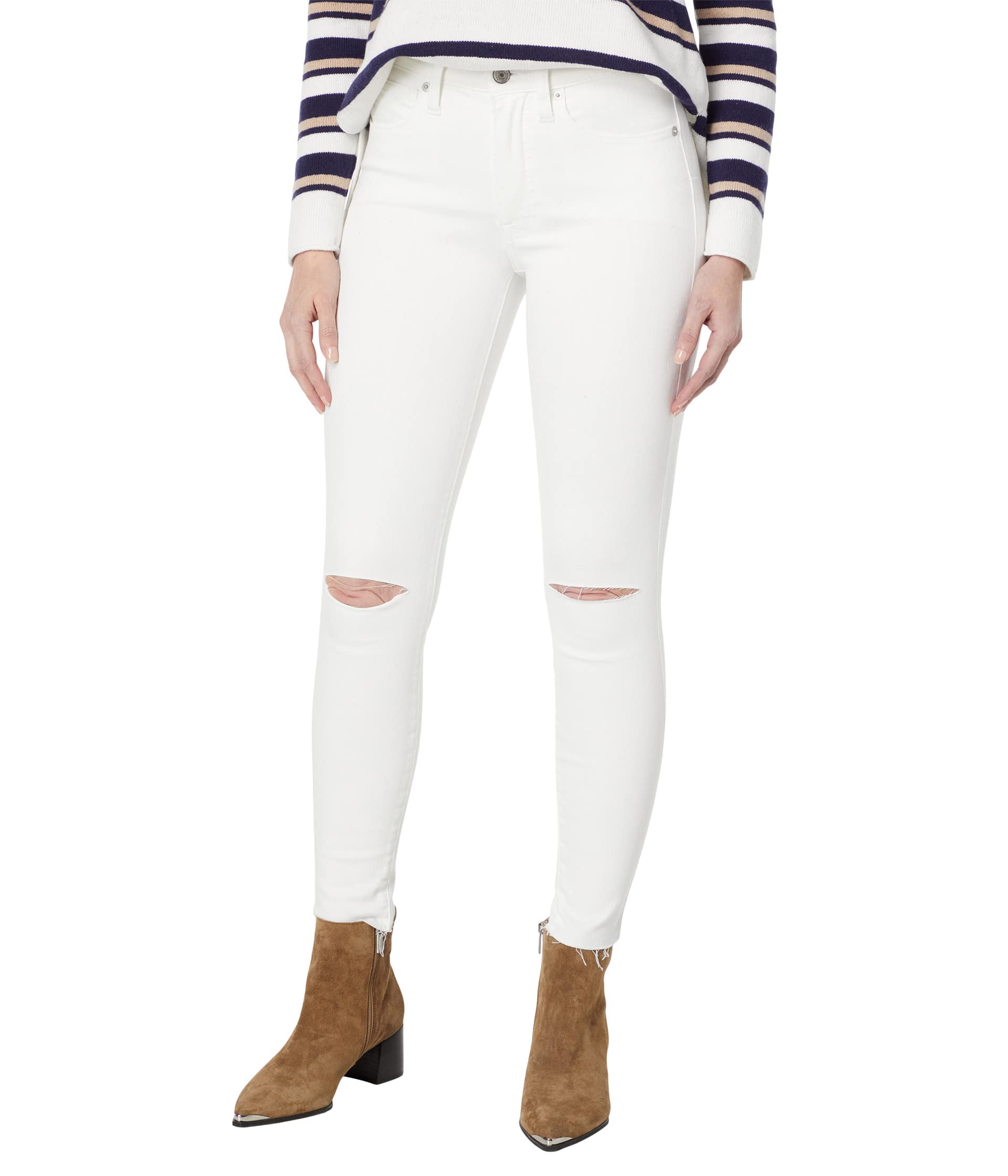 Джинсы Lucky Brand, High-Rise Bridgette Skinny Jeans in Bright White Destructed