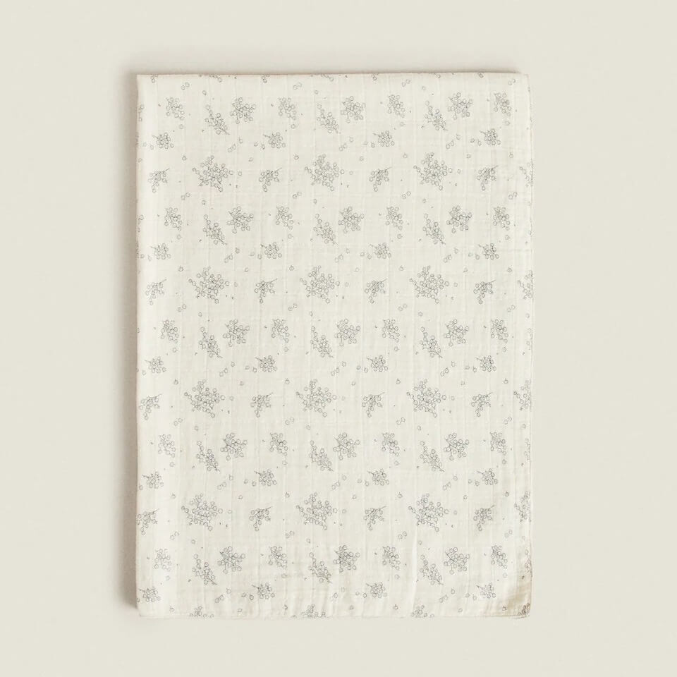 

Плед Zara Linen And Cotton Floral, белый