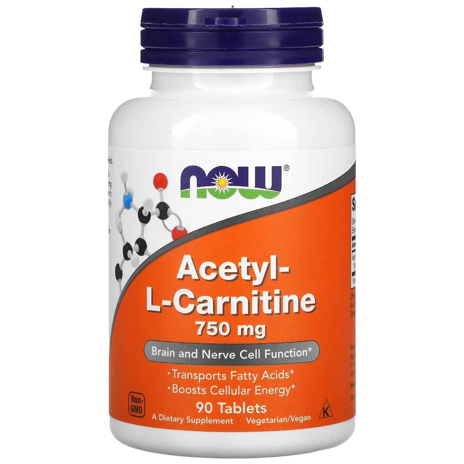 Ацетил L-карнитин NOW Foods, 90 таблеток now foods ацетил l карнитин 750 мг 90 таблеток