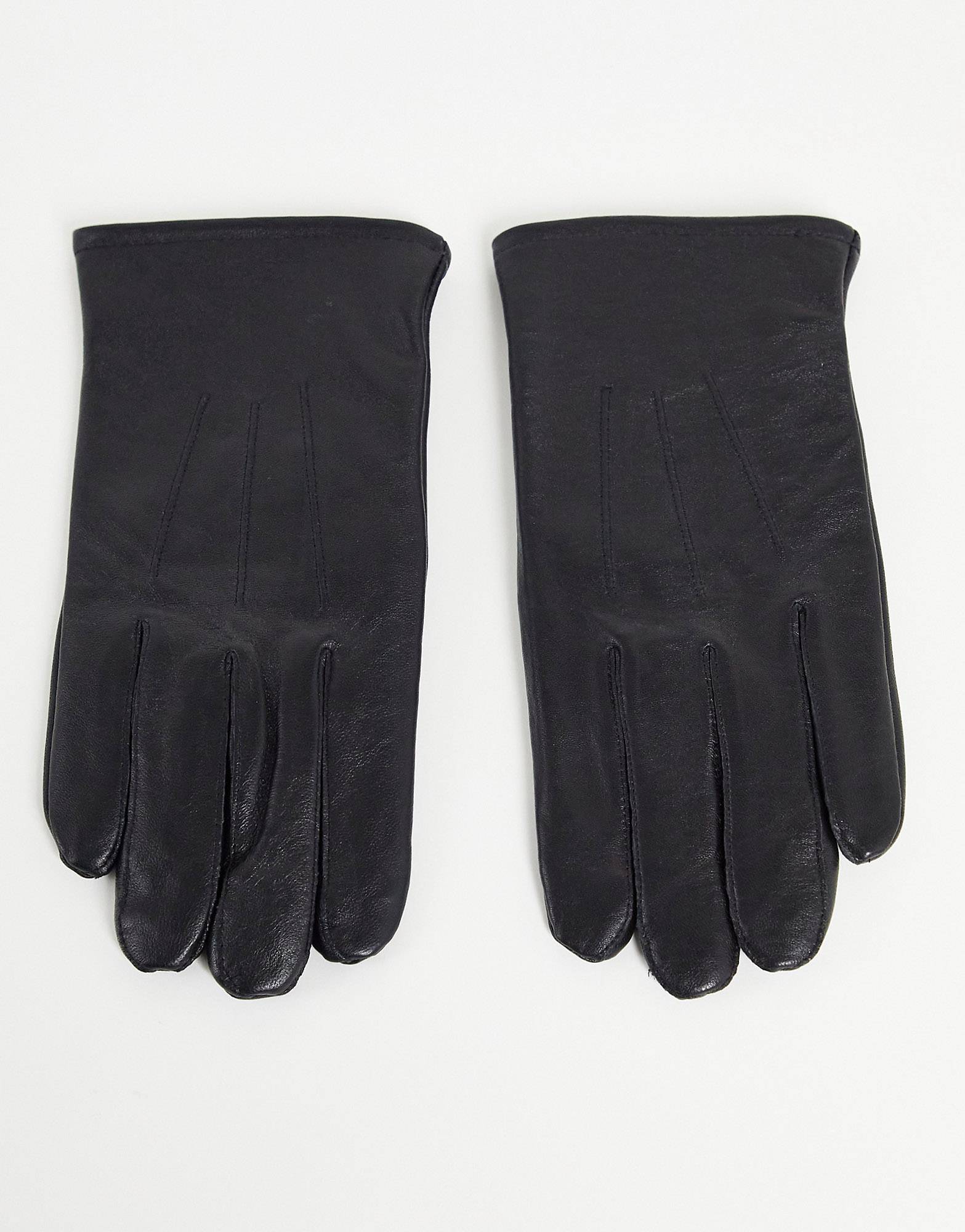 Черные кожаные перчатки унисекс с сенсорным экраном ASOS DESIGN черные кожаные перчатки с сенсорным экраном и манжетой борг asos
