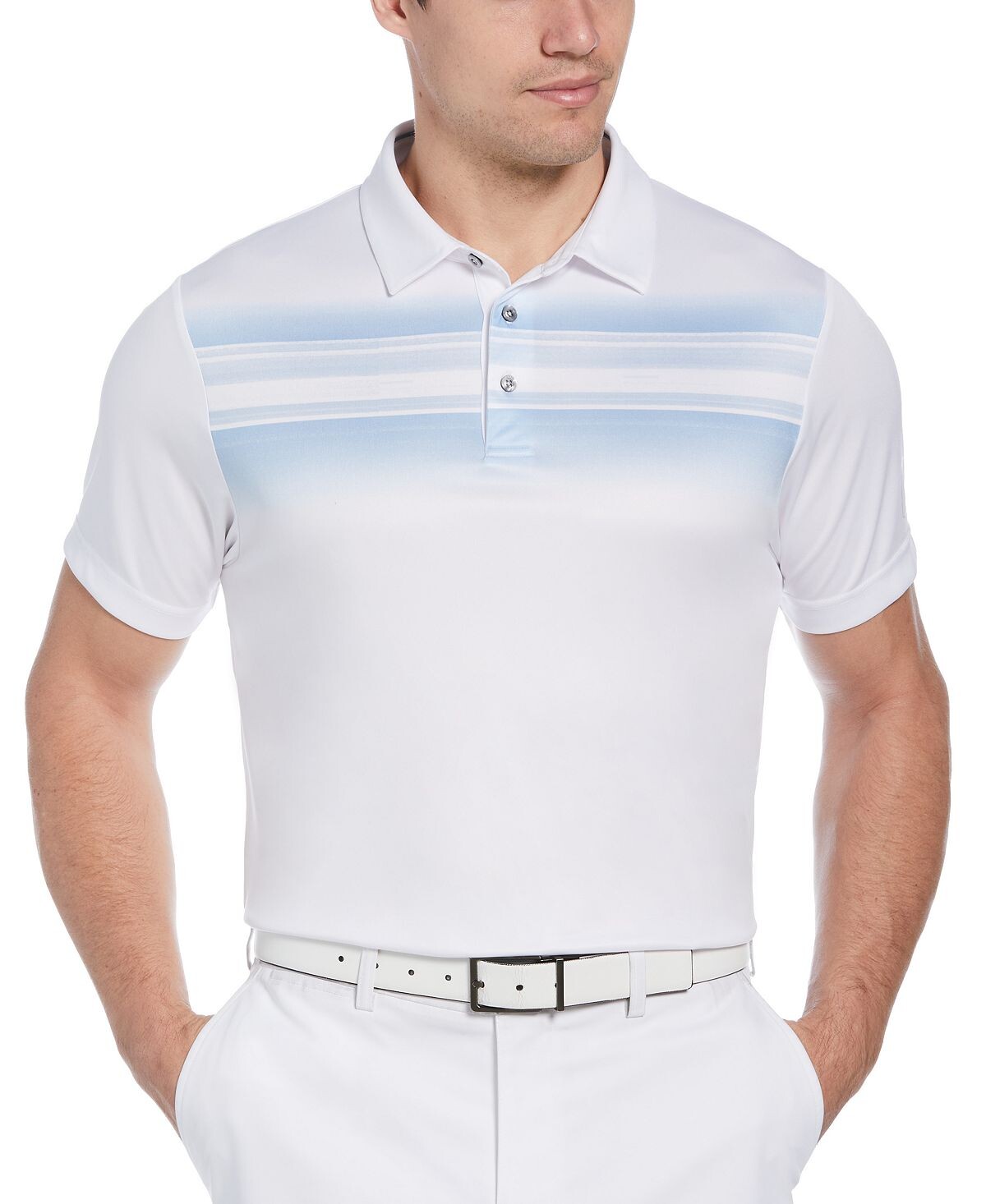 

Мужская футболка-поло для гольфа с размытыми нагрудными полосами PGA TOUR, белый