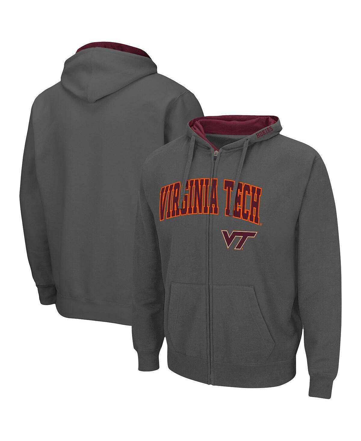 

Мужская темно-серая толстовка с капюшоном virginia tech hokies arch and logo 3.0 с молнией во всю длину Colosseum, мульти
