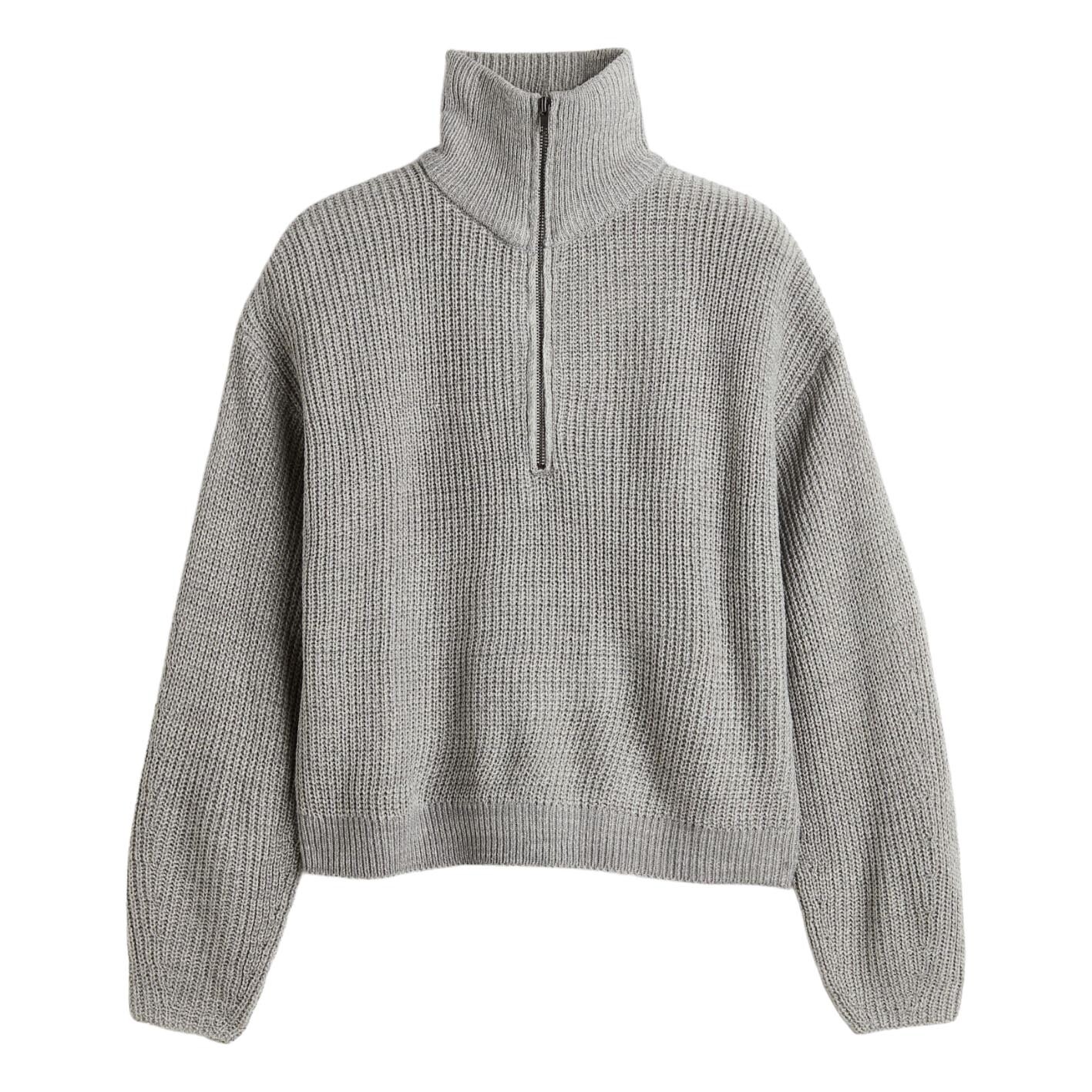 

Свитер H&M Rib-knit Half-zip, серый
