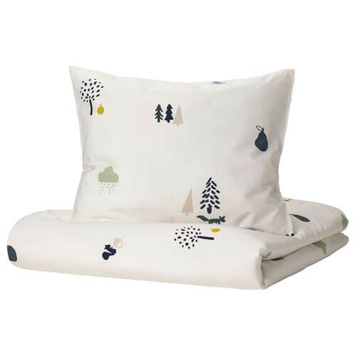 комплект постельного белья ikea nattslanda 2 предмета белый разноцветный Комплект детского постельного белья Ikea Barndrom, разноцветный