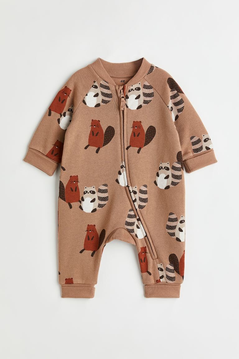 

Комбинезон с отложными манжетами H&M, темно-бежевый/еноты