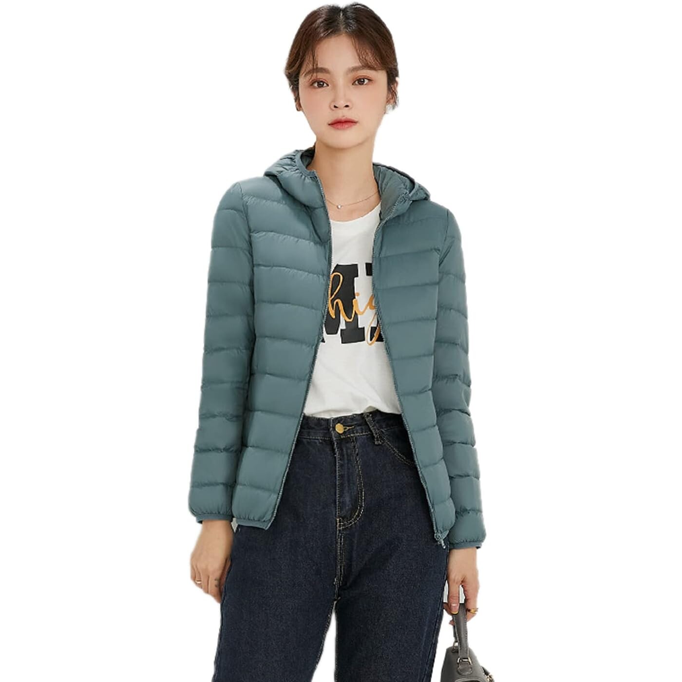 

Пуховик Zumzup Lightweight For Winter Zipper Closure With Pockets 90% White Duck Down Women's, бирюзовый, Зеленый