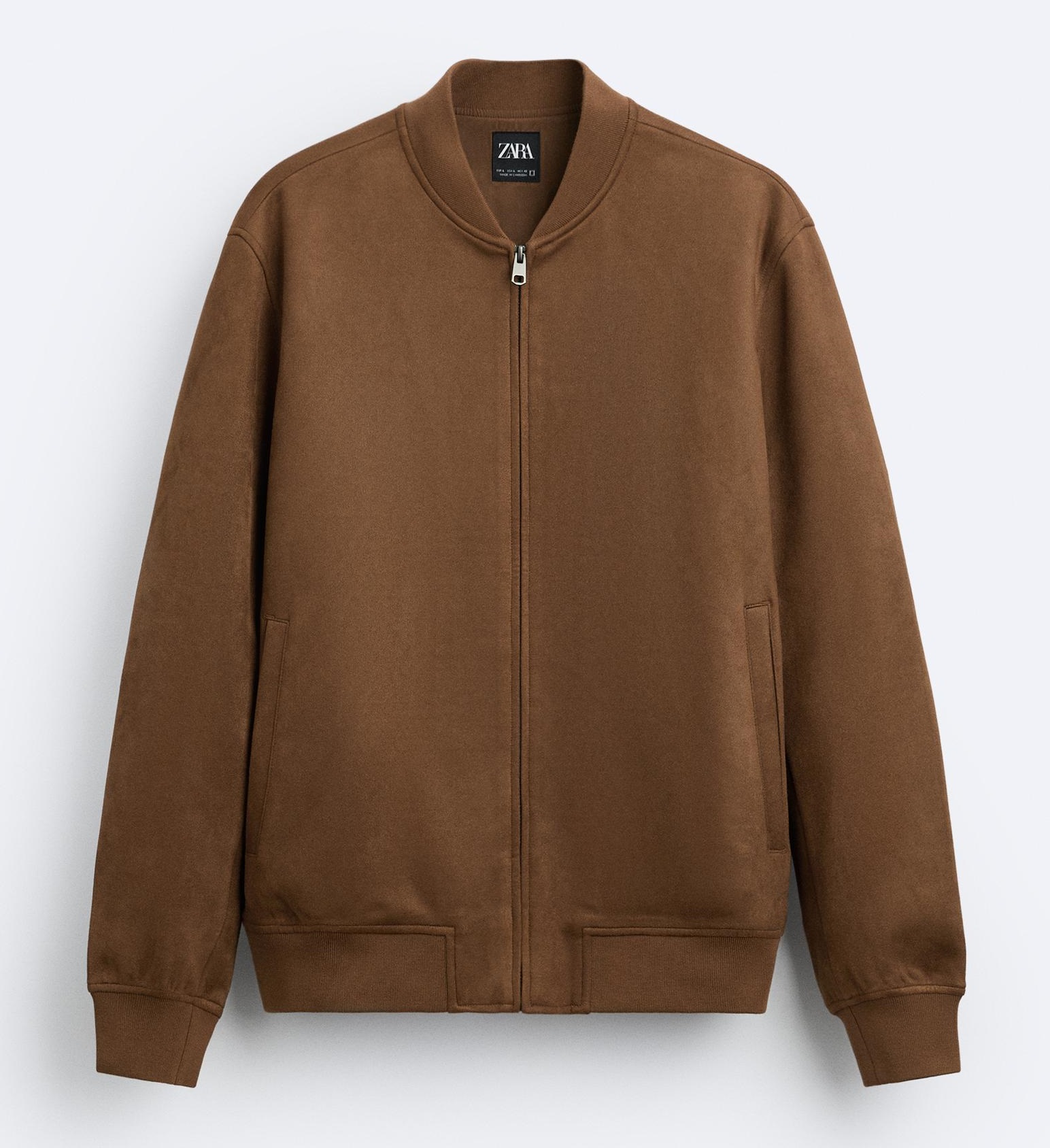 Куртка-бомбер Zara Faux Suede, коричневый куртка бомбер zara faux suede бордовый
