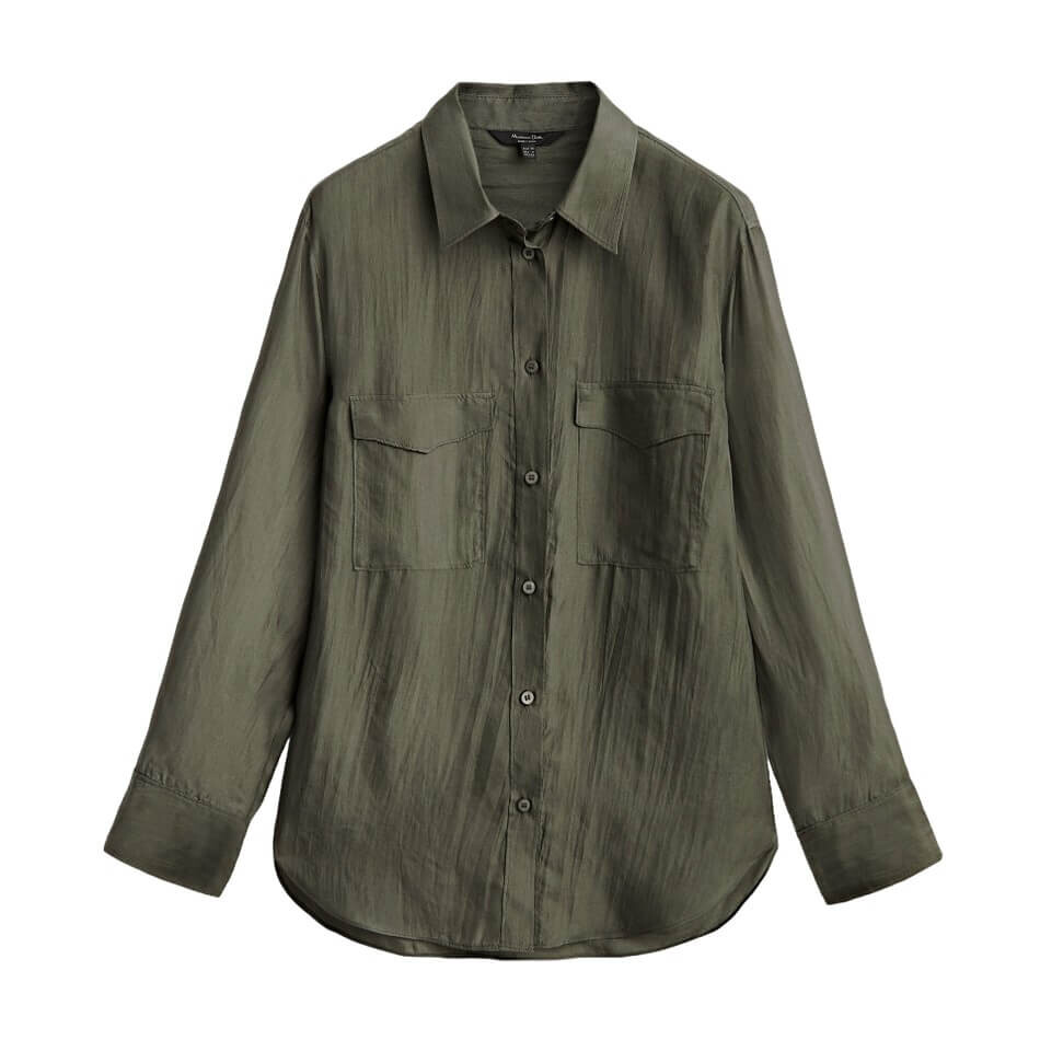 

Рубашка Massimo Dutti Silk With Pockets, хаки