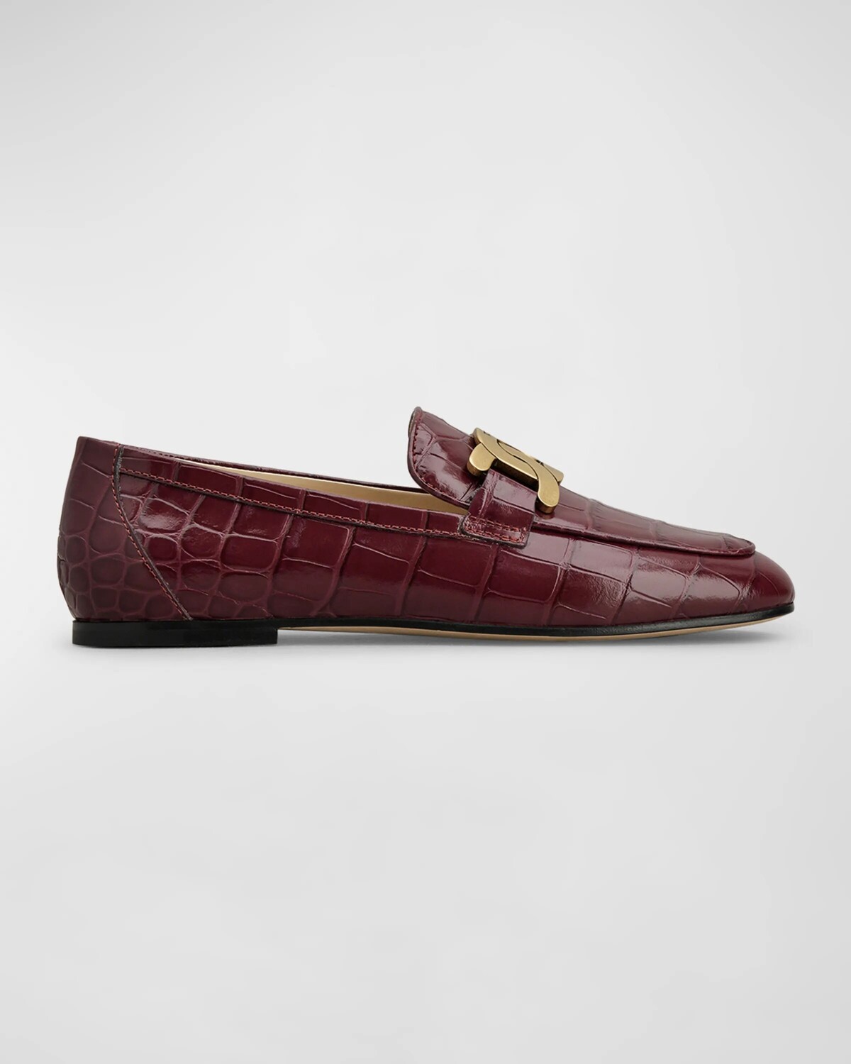 

Лоферы без шнуровки с цепочкой из крокодиловой кожи Tod'S, цвет Rosso Primitivo