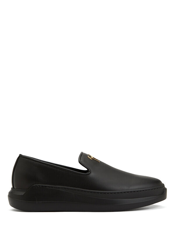 

Черные мужские кожаные лоферы с логотипом Giuseppe Zanotti