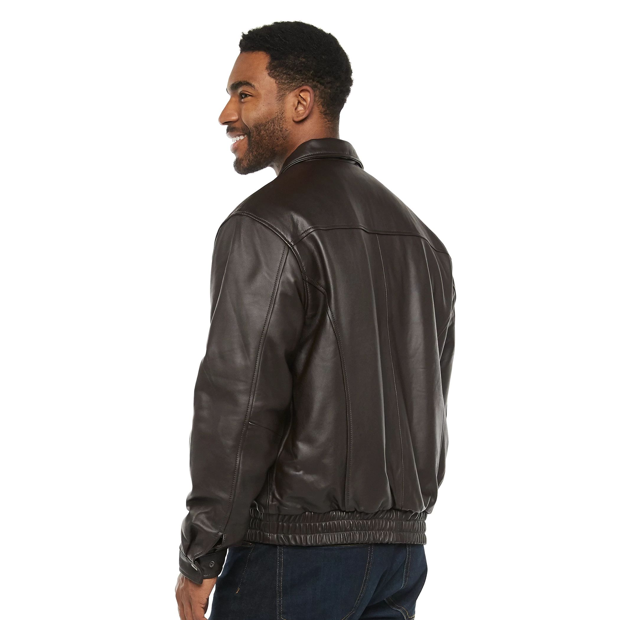 Мужская винтажная куртка с кожаной окантовкой внизу Vintage Leather, коричневый