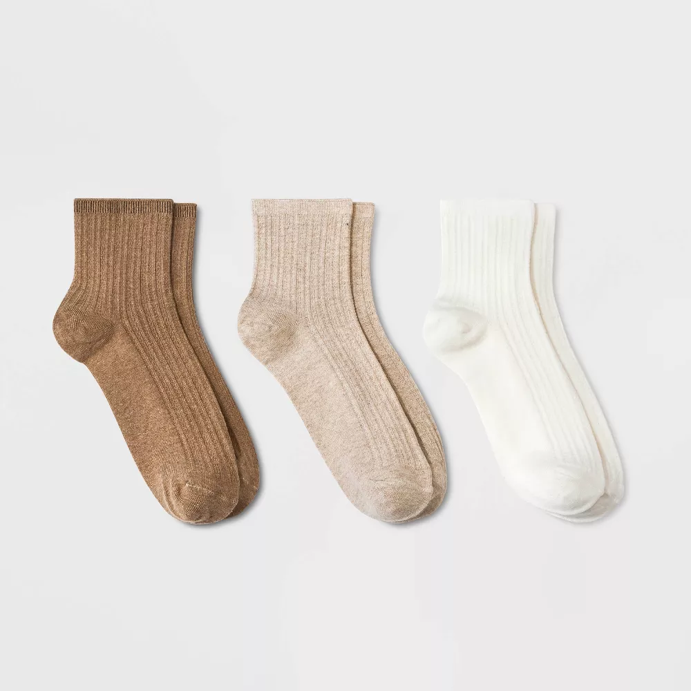 

Женские носки с ажурной вязкой, 3 пары Universal Thread, цвет Brown/Oatmeal Heather/Ivory