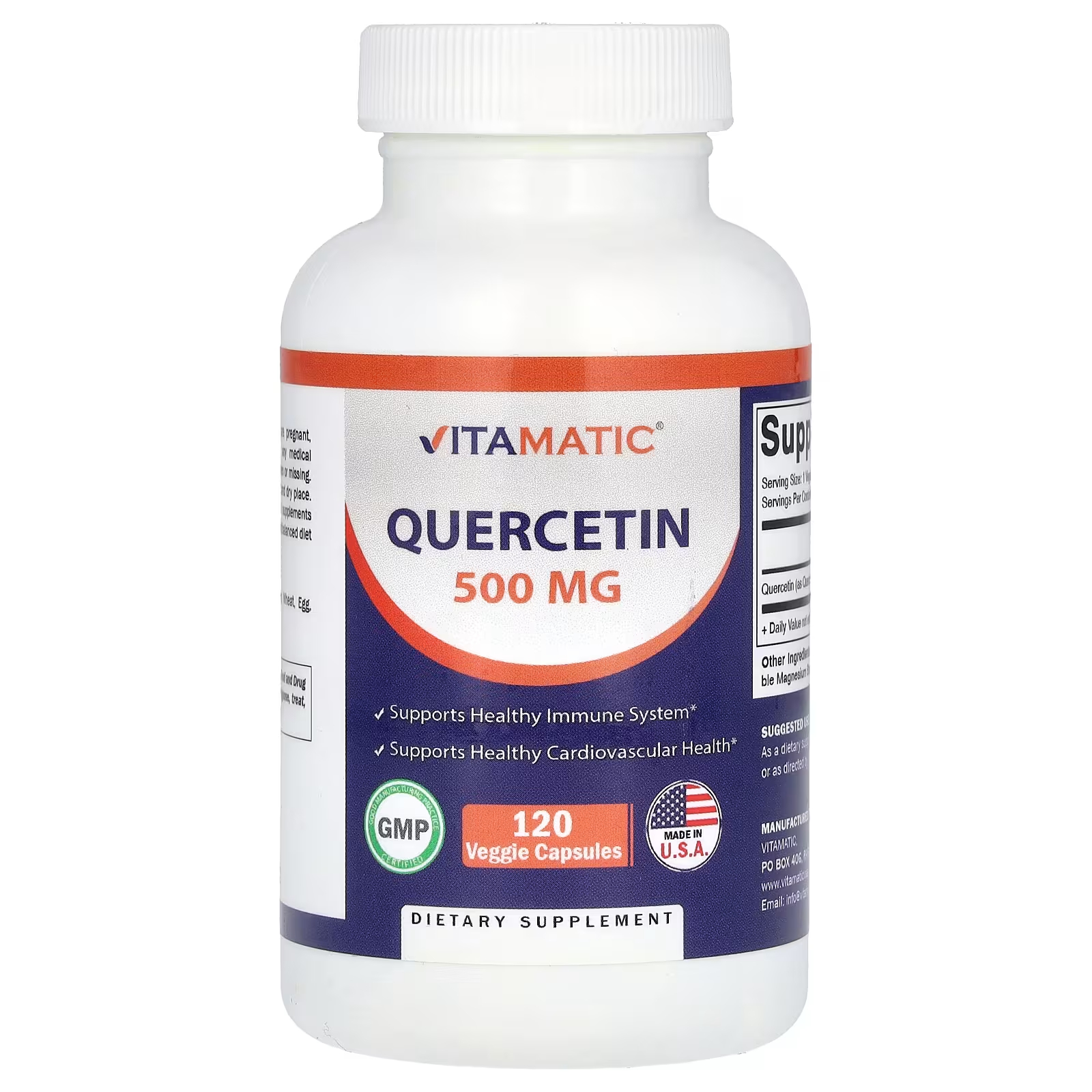 Кверцетин Vitamatic 500 мг, 120 растительных капсул nutramedix кверцетин 120 растительных капсул