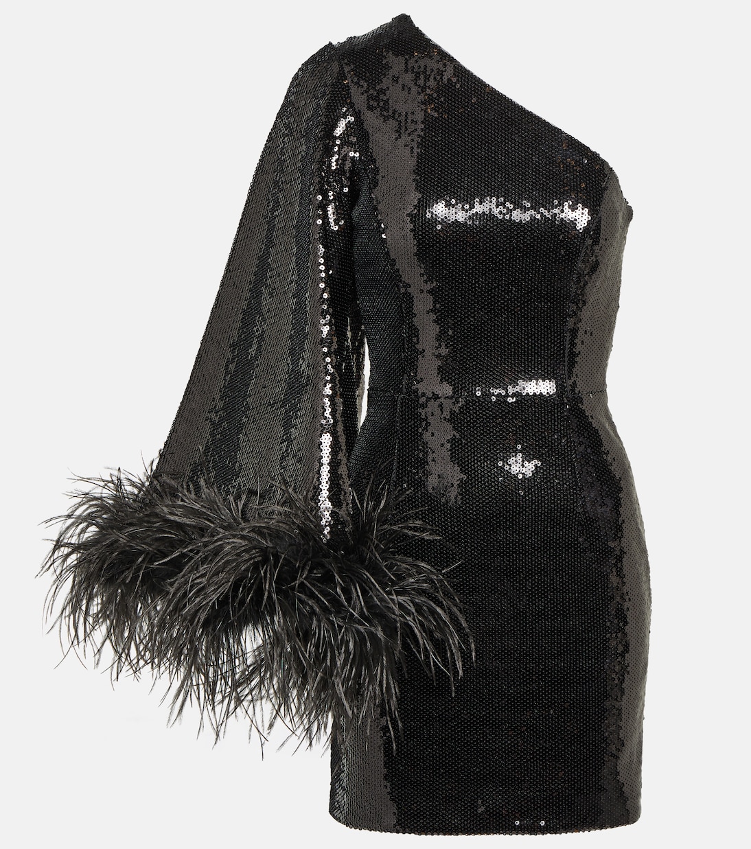 Мини-платье nika с пайетками и отделкой перьями Rebecca Vallance, черный