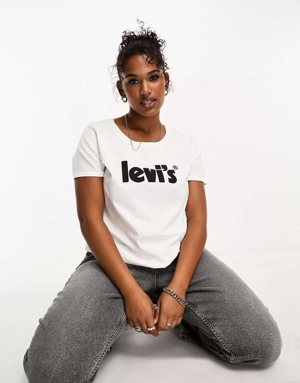 

Белая футболка с логотипом и плакатом Levi's Plus, Белый