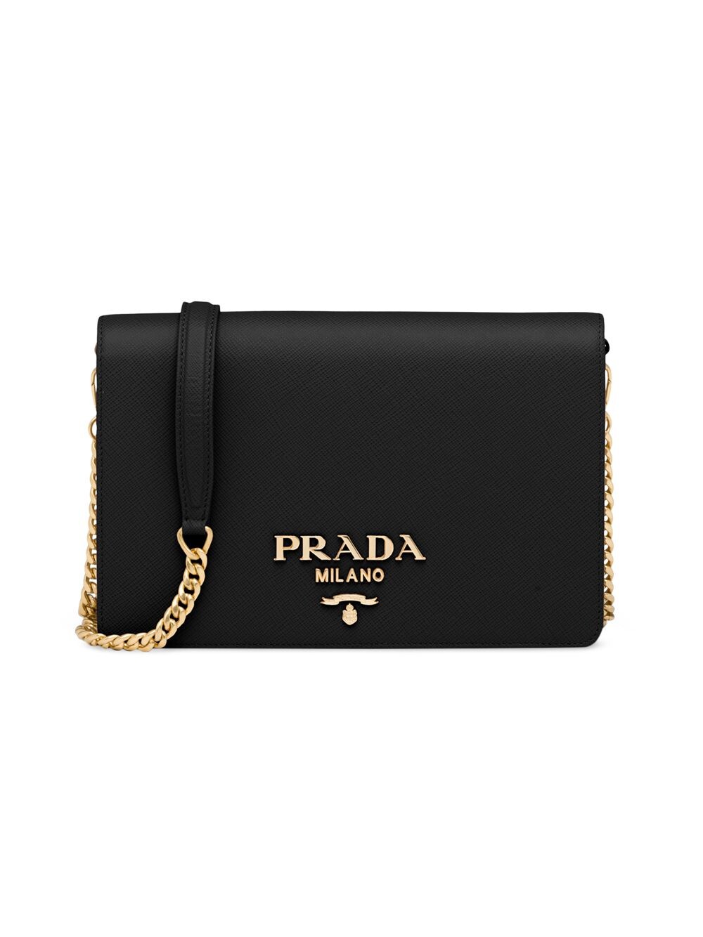 

Мини-сумка из сафьяновой кожи Prada, черный