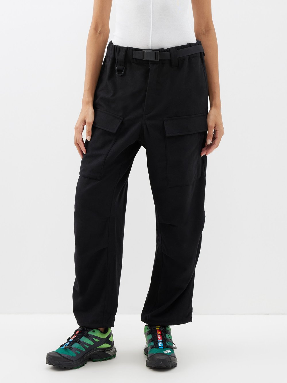 Фланелевые брюки карго с поясом на талии Y-3, черный брюки y 3 adidas размер 32 черный