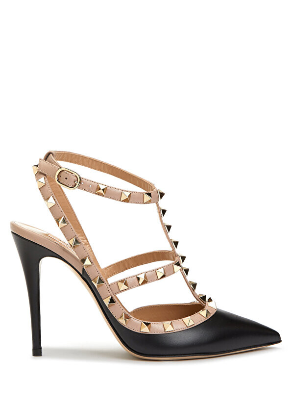 

Черные кожаные туфли на каблуке rockstud powder Valentino Garavani, Черный
