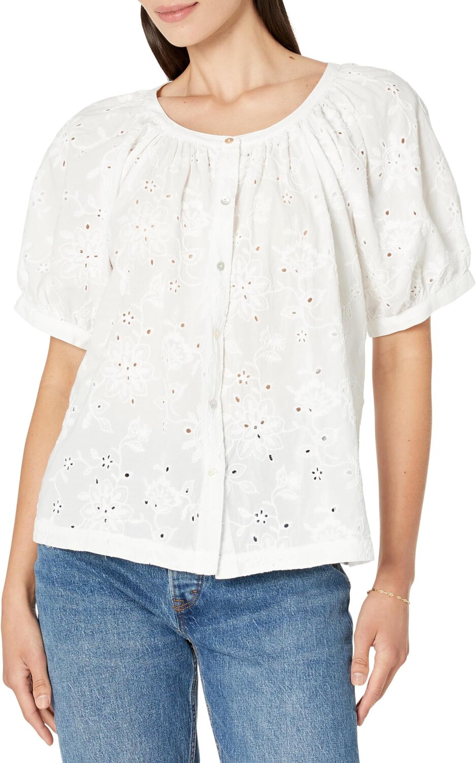 

Блузка Eyelet Peasant Top Karen Kane, белый